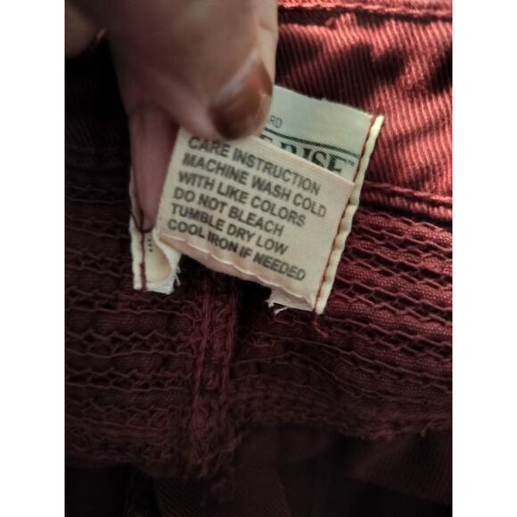 M652)Smoke Rise Burgundy Biker Distressed Splatter Zipper Tapper Jeans Sz 42/32 - Picture 9 of 9